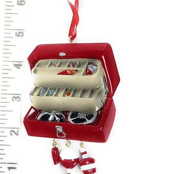 NWT Kurt Adler Tackle Box w/ Bobbers/Lures-Fishing-Christmas Tree Ornament-hang - Picture 2 of 2